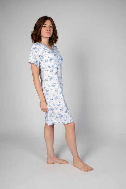 Camicia da notte Lisse in cotone jersey anallergico e traspirante premaman e allattamento scollo incrociato mezza manica