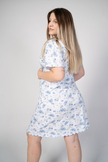 Camicia da notte Lisse in cotone jersey anallergico e traspirante premaman e allattamento scollo incrociato mezza manica