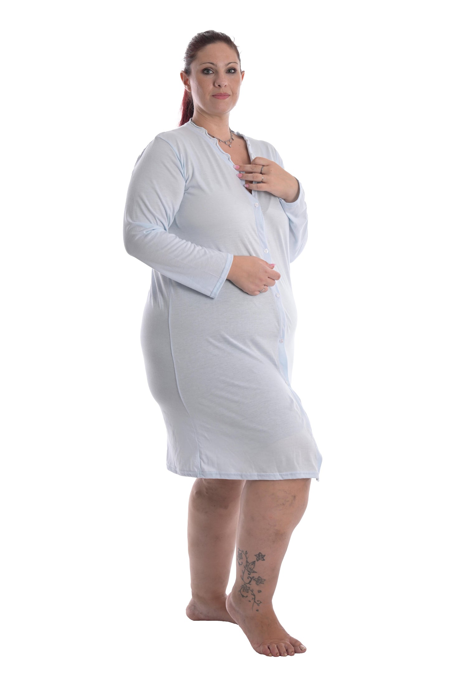 camicia da notte in modal color rosa abbottonata premaman allattamentp curvy