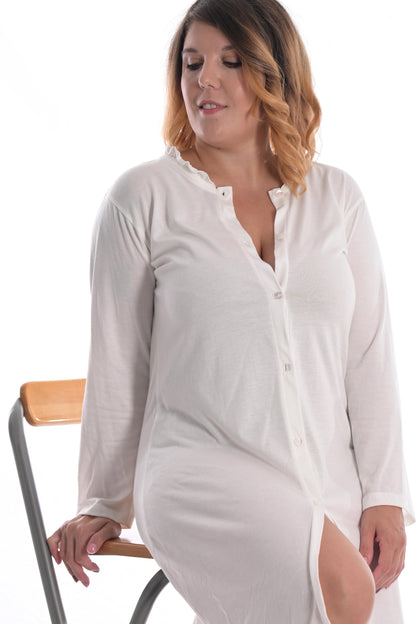 camicia da notte in cotone modal color rosa abbottonata premaman allattamentp curvy