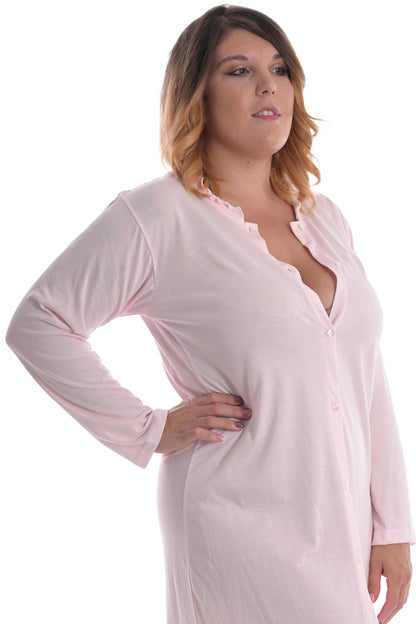 camicia da notte in modal color rosa abbottonata premaman allattamentp curvy