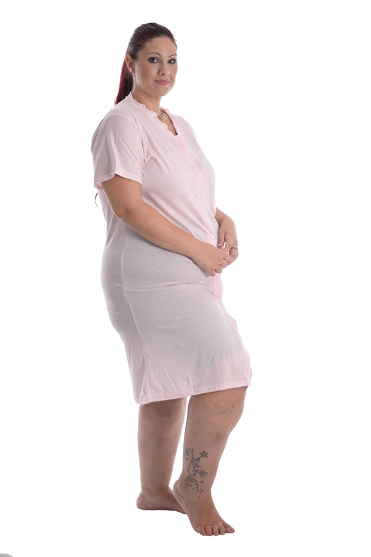 camicia da notte abbottonata in cotone modal a mezza manica corta curvy
